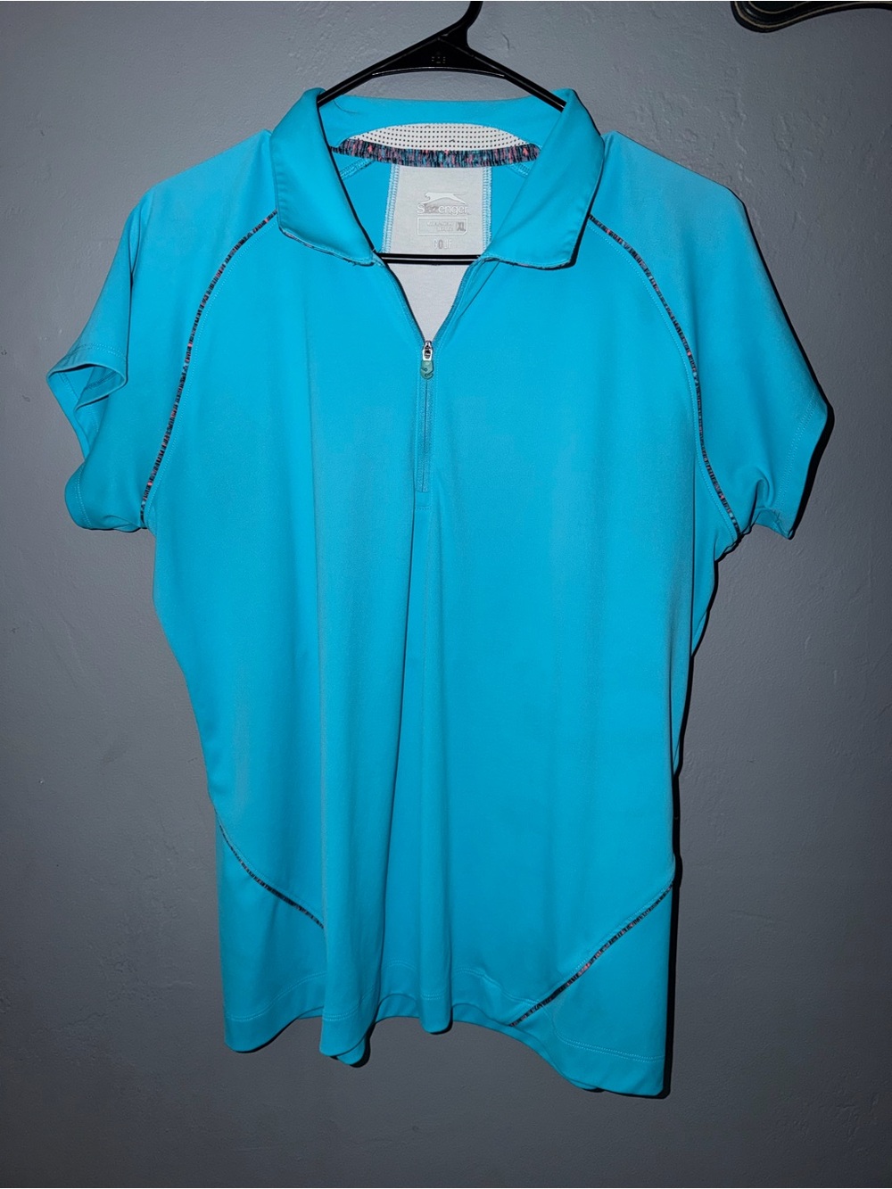 Women’s Slazenger Zip Polo Top - Bright Turquoise